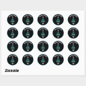 Sticker Rond Joli sapin de Noël bleu et vert (Feuille)