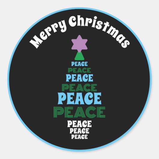 Sticker Rond Joli sapin de Noël bleu et vert (Devant)