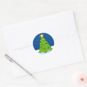 Sticker Rond Joli sapin de Noël en neige (Enveloppe)