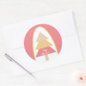 Sticker Rond Joli sapin rose de Noël (Enveloppe)