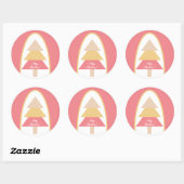 Sticker Rond Joli sapin rose de Noël (Feuille)