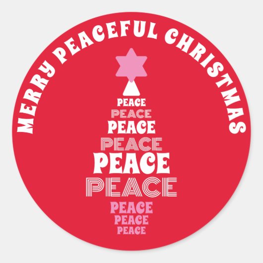 Sticker Rond Joli sapin rose et rouge de Noël (Devant)