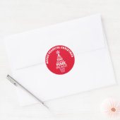 Sticker Rond Joli sapin rose et rouge de Noël (Enveloppe)