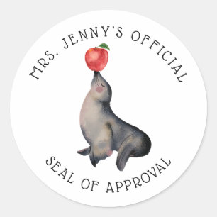 Sticker Rond Joli "Sceau d'Approbation" pour Enseignant Personn