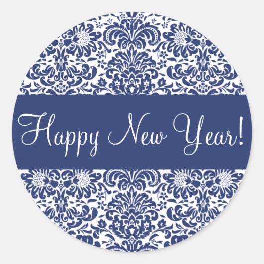 Sticker Rond Joli Sceau d'enveloppe Damas du Nouvel An (Devant)