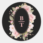 Sticker Rond Joli sceau d'enveloppe Rose de monogramme Floral (Devant)