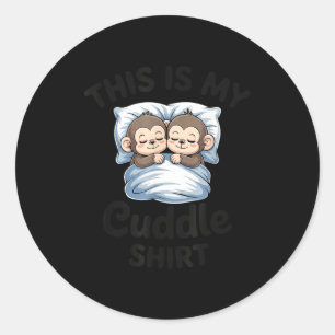 Sticker Rond Joli Singe Dort Couple C'est Mon Câlin