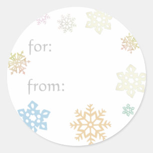 Sticker Rond Joli Snowflakes d'hiver Nom du cadeau Balise Stick