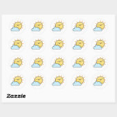 Sticker Rond Joli soleil de Cute Kawaii (Feuille)