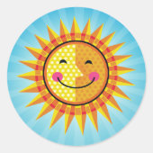Sticker Rond Joli sourire Soleil Jaune Orange Bleu (Devant)