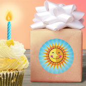 Sticker Rond Joli sourire Soleil Jaune Orange Bleu