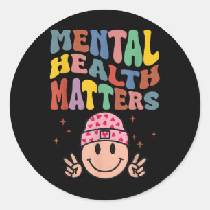 Sticker Rond Joli Sourire Visage Fleur Santé Mentale S Sensibil