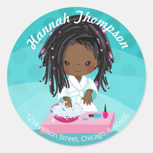 Sticker Rond Joli Spa afro-américain filles Enveloppe Phoques (Devant)