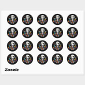 Sticker Rond Joli squelette d'Halloween (Feuille)