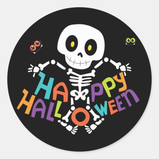 Sticker Rond Joli squelette d'Halloween (Devant)