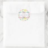 Sticker Rond Joli style rétro géométrique motif floral avec dat (Sac)