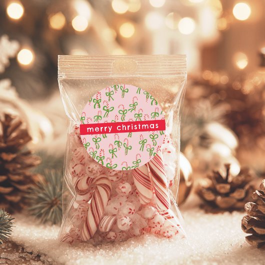 Sticker Rond Joli Sucres de canne de Noël Noël Noël Joyeux Noël