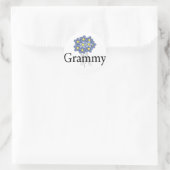 Sticker Rond Joli T-shirt bleu Flower Grammy (Sac)