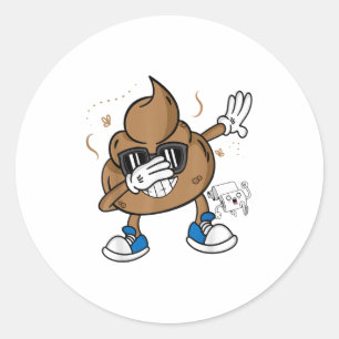 Sticker Rond Joli T-Shirt de Caca Dabbing - Émoticon Drôle J'ai
