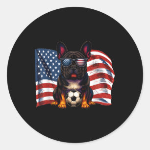 Sticker Rond Joli T-shirt de foot pour bouledogue français avec