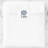 Sticker Rond Joli T-shirt Lola Fleur Bleue (Sac)