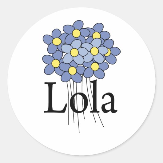 Sticker Rond Joli T-shirt Lola Fleur Bleue (Devant)