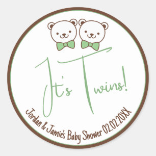 Sticker Rond Joli Teddy Bear Nostalgic C'est le Baby shower Twi