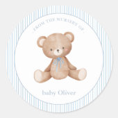 Sticker Rond Joli Teddy Ours Garçon enveloppe cachet (Devant)