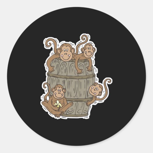 Sticker Rond joli tonneau de singes (Devant)