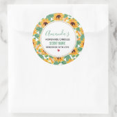 Sticker Rond Joli tournesol jaune et vert Motif bougie (Sac)