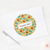 Sticker Rond Joli tournesol Jaune & Vert Merci Motif (Enveloppe)