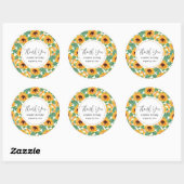 Sticker Rond Joli tournesol Jaune & Vert Motif Anniversaire (Feuille)