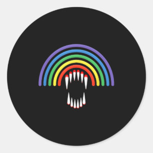 Sticker Rond Joli Vamre Lgbt Lgbt Halloween Fantôme Arc-en-ciel