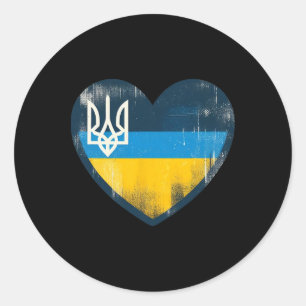 Sticker Rond Joli vintage ukrainien bynner éventail drapeau ukr