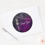 Sticker Rond Joli violet magenta monogramme ornements (Enveloppe)