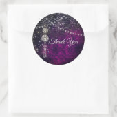 Sticker Rond Joli violet magenta monogramme ornements (Sac)