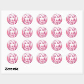 Sticker Rond Joli visage de fille - rose (Feuille)