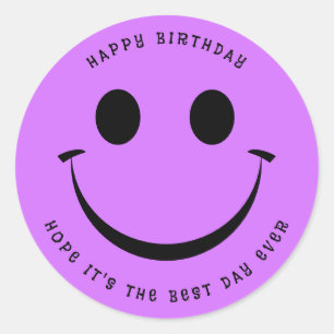 Sticker Rond Joli visage violet mou Anniversaire