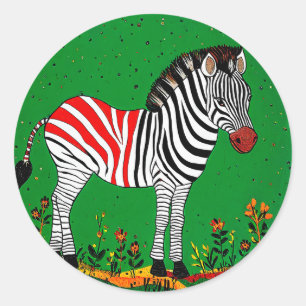 Sticker Rond Joli zèbre pour les amoureux des animaux & Cadeau