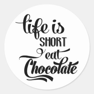 Sticker Rond Jolie Accro au Chocolat Amour Chocolat Mariage Fêt