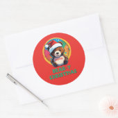 Sticker Rond Jolie adorable Kawaii Chibi Ours de Noël (Enveloppe)
