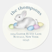 Sticker Rond Jolie adresse de retour de lapin de Pâques simple  (Devant)