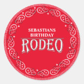 Sticker Rond Jolie Anniversaire Simple Rodeo Typographie Rouge  (Devant)