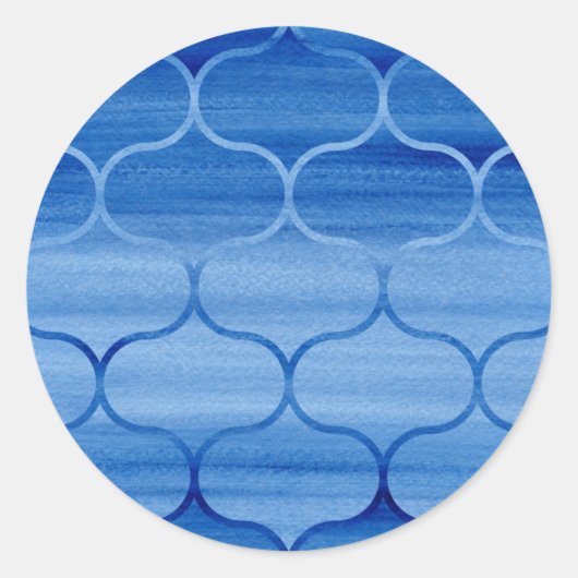 Sticker Rond Jolie aquarelle bleu Design ogee (Devant)