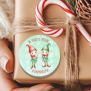Sticker Rond Jolie Aquarelle Elfes Noël à et de