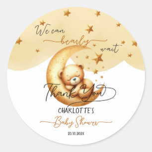 Sticker Rond Jolie Aquarelle Ours Endormi Sur La Lune Baby Show