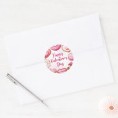 Sticker Rond Jolie aquarelle rose Valentine's Shape Cookies (Enveloppe)