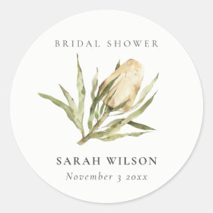 Sticker Rond Jolie Banksia Aquarelle Flore Mariage