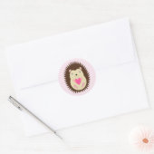 Sticker Rond Jolie bébé hérisson rose (Enveloppe)