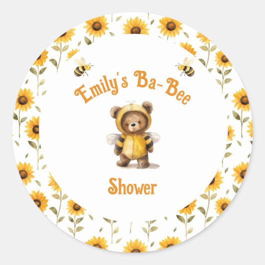 Sticker Rond Jolie Bee Bear Ba-Bee Douche au miel (Devant)